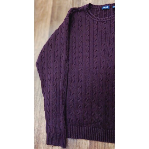 Y2K VTG IZOD Men’s XL Cable Knit Sweater Purple Knit Retro Streetwear Preppy - Picture 2 of 9